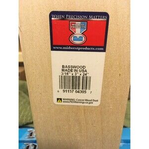 Midwest Basswood wood 3/16" x 3 x 24in (1)pc.